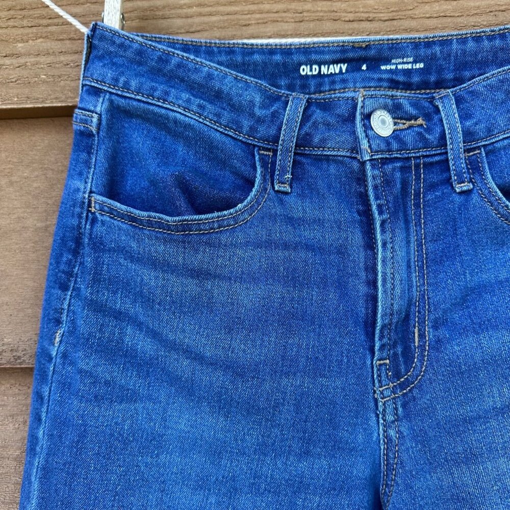 Old Navy Womens High-Rise Wow Wide Leg Jeans Size 4 Blue Denim Cotton Blend - Picture 8 of 13